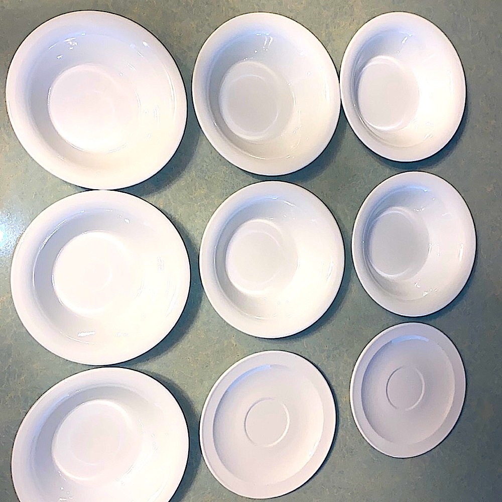 Mini White Glass Bowl and Plate Set